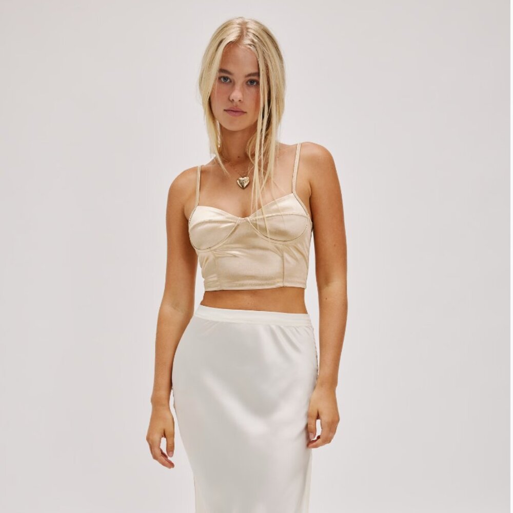 Free People GOLD Casino Royal Corset Bralette - Picture 4 of 8